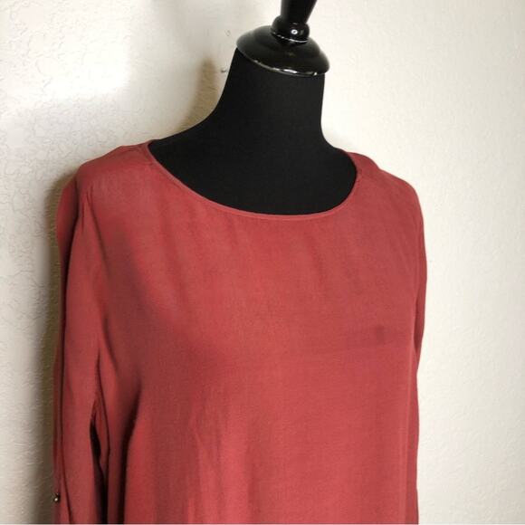Soft Surroundings rust rose dark pink roll tab sleeve top size Extra Large XL - Picture 2 of 13